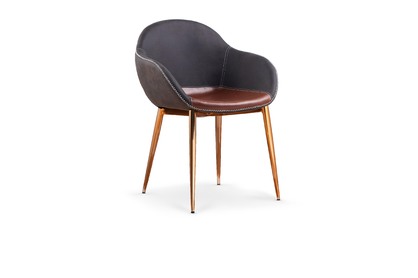 K304 szék - hamu sötét / barna / sárga krómozott 