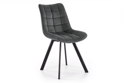 Čalúnená stolička K332 s kovovými nohami - čierna / sivá