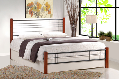 Viera hálószobai ágy - 160x200 cm - antik cseresznye / fekete