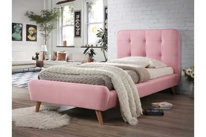 Čalúnená posteľ Tiffany 90x200 - ružová / dub