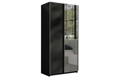 Skriňa s posuvnými dverami z zrkadlom Aron 100 čierny mat
