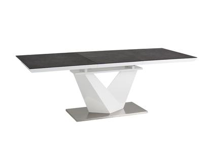 Stôl rozkladany Alaras II 120-180x80 - Čierny / efekt kamienia / Biely