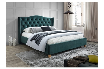 Čalúnená posteľ Aspen 160x200 - zelená / dub