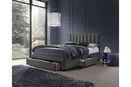 Grace kárpitozott ágy, fiókokkal - 160x200 cm - hamu