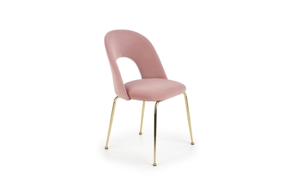 Jedálenská stolička K385 - svetloružová / zlatá