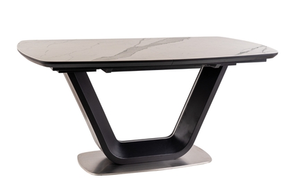 Stůl rozkládací Armani 160(220)X90 - ceramic Alb/Mat negru mramorový efekt