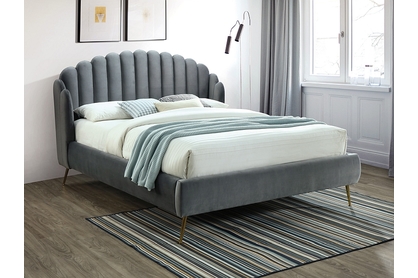 Moderná čalúnená posteľ Calabria Velvet 160x200 - sivá / zlatá