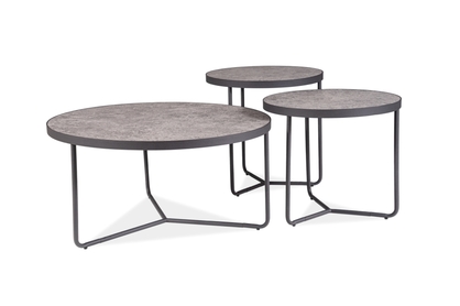 Konferenční stolek DEMETER šedý (EFEKT BETONU) / Černý (Komplet) 