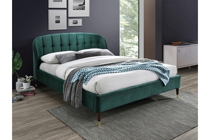 Moderná posteľ Liguria Velvet 160x200 - zelená / tmavohnedá