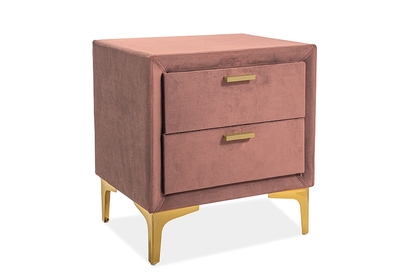 čalouněná Noční stolek Monako Velvet - Antická růžová / Žlutý