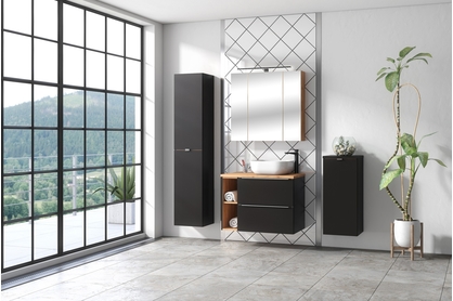 Komplet kúpeľňového nábytku Capri Cosmos II - Dub Kraft zlaté/čierny mat 