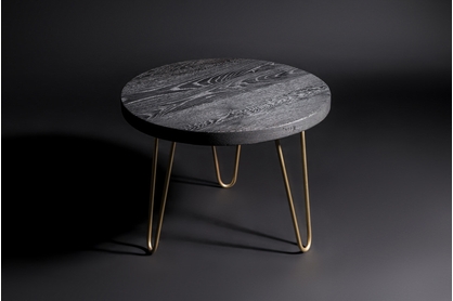 Konferenčný stolík Carbon - opaľované drevo / zlatá