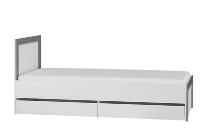 Posteľ 90x200 so zásuvkami Alabama ABL-1 biely mat / šedý mat