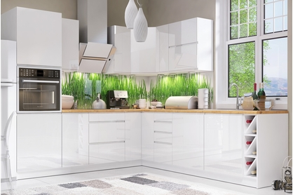 Kuchyně Aspen Bílý lesk - 250cm x 270cm - Komplet nábytku kuchyňského