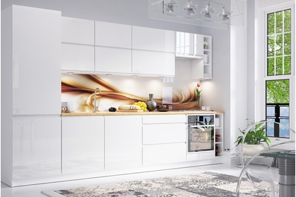 Kuchyně Aspen Bílý lesk - 340cm - Komplet nábytku kuchyňského
