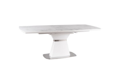 Stůl SATURN II CERAMIC bílý mramorový efekt/bílý MAT 160(210)X90 