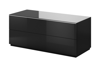 Modulowa TV skrinka Helio 41 z uchylnymi drzwiami 120 cm - Čierny / čierny Sklo