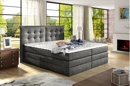 Kontinentálna posteľ FY boxspring 160x200 - sivá látka Bonn 95