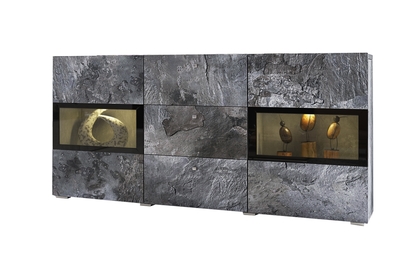Komoda Baros 26 s zásuvkami 132 cm - tmavý beton / schiefer
