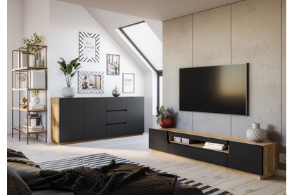 Komplet nábytku do obývacího pokoje Loftia 3 - artisan/Černý mat 