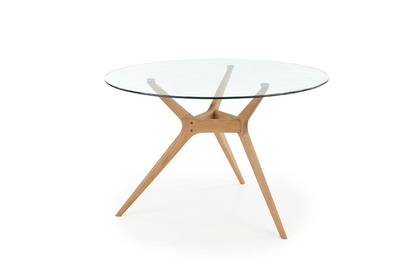 ASHMORE stôl Pracovná doska - Transparentný, noha - prírodné