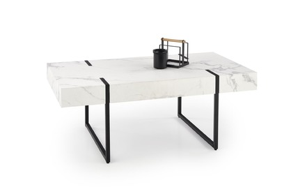 BLANCA kávézóasztal - fehér márvány - fekete
