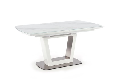 BLANCO Stůl rozkládací Deska - Bílý mramor / Bílý, noha - Bílý