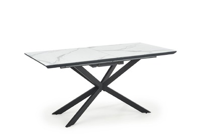 DIESEL stôl rozkládací Pracovná doska - Biely mramor / c. popol, Nohy - Čierny