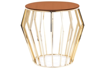 Konferenční stolek Ariana B - kouřové jantarové sklo/ zlatá FI 50