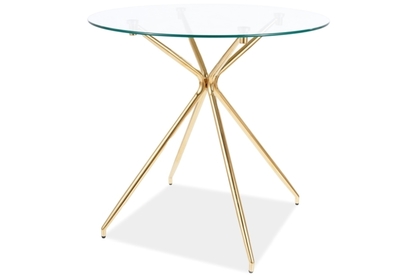 Kulatý konferenční stolek Azalia 80 cm - zlaté nožky / skleněná deska