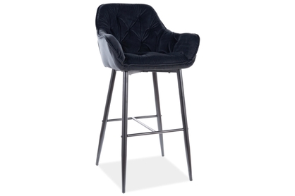 Barová stolička Cherry H-1 Velvet z tapicerowanym siedziskiem - Čierny / Bluvel 19 / čierny Nohy