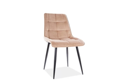 Čalúnená stolička Chic Velvet s kovovými nohami - béžová / Bluvel 28 / čierne nohy