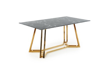 KONAMI stôl, Pracovná doska - Čierny mramor, Nohy - zlaté