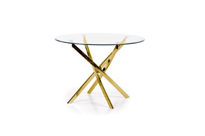 Okrúhly stôl Raymond 100 cm - priehľadné sklo / zlaté nohy