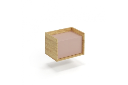MOBIUS 1D alacsony szekrény, próbák/tesztek???: natúr hickory, elülső rész - antikolt rózsaszín
