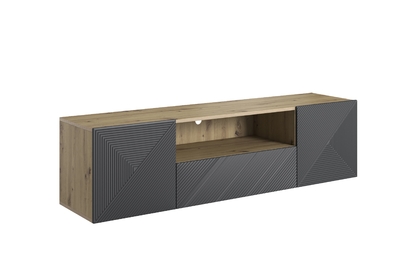 Závesný TV stolík Asha 167 cm s otvorenou policou - artisan / rivier stone mat