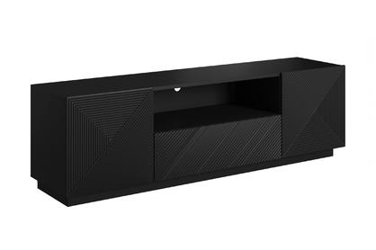 Čierna matná RTV skrinka Asha 167 cm so zásuvkou a výklenkom