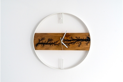 Dřevěné nástěnné hodiny KAYU 08 Olše v Loft stylu - Bílý - 45 cm