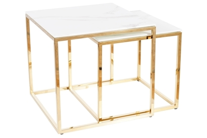 Konferenční stolek GLORIA bílý mramorový efekt/zlatý (Komplet)