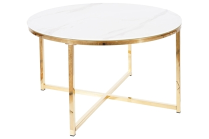 Konferenční stolek SALMA bílý mramorový efekt/zlatý FI 80