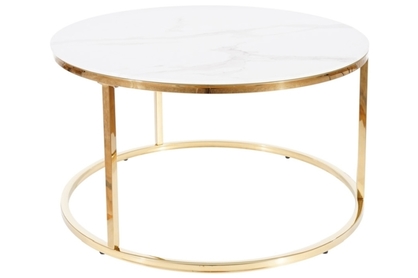 Konferenční stolek SABINE bílý mramorový efekt/zlatý FI 80