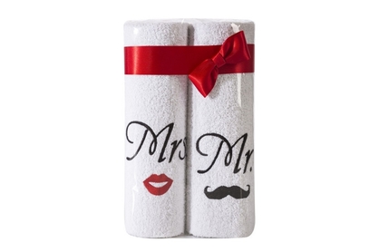 Sada ručníků Mrs&Mr 50x90 Bílý