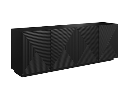 Čierna matná komoda Asha 200 cm so štyrmi dverami