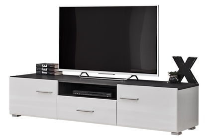 TV skrinka Solido Twin 180 cm - borovica nórska čierny / biely lesk