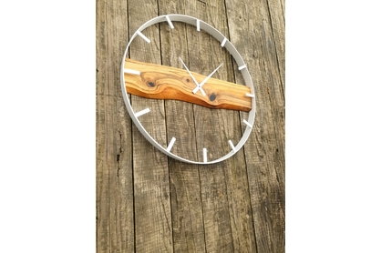 Dřevěné nástěnné hodiny KAYU 26 Ořech v Loft stylu - Bílý - 70 cm