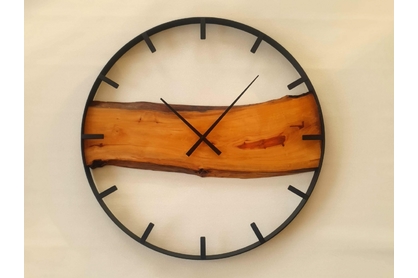 Drevené nástenné hodiny KAYU 27 Hruška v Loft štýle - Čierna - 70 cm