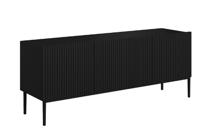 TV stolek Nicole 150 cm na kovových nohách se zásuvkou - černý mat / černé nohy