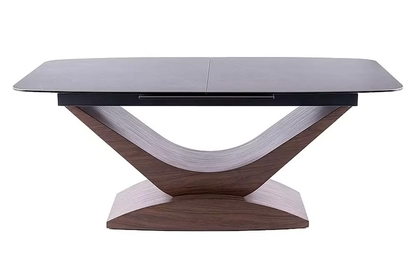 Rozkládací jídelní stůl Dolce Ceramic 180-240x95 cm - šedý mramor / ořech