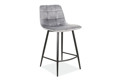 Barová židle MILA H-2 VELVET Černá konstrukce/šedý BLUVEL 14