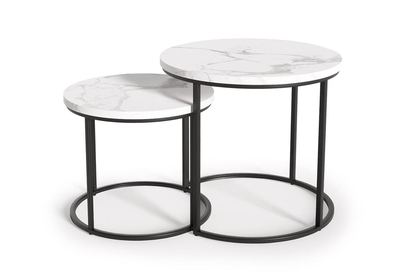 OREO asztal - 2db- fehér márvány / fekete